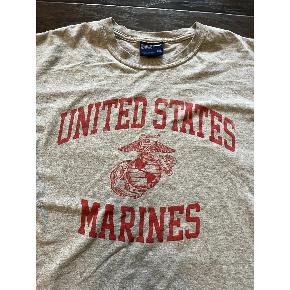 MV Sport Mens United States Marines USMC Graphic T-Shirt Gray XXL Short Sleeve - Picture 2 of 4